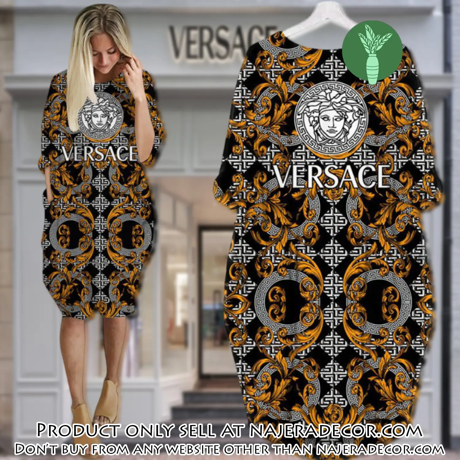 Gianni versace black batwing pocket dress luxury brand for women pd084 njr3026184